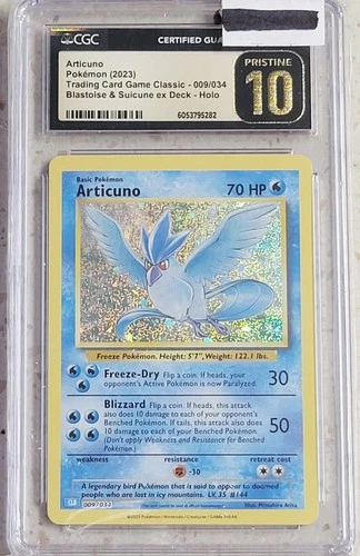ARTICUNO 009/034 CGC 10 PRISTINE HOLO Pokémon TCG Classic 2023 BLASTOISE/SUICUNE