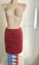 KENZO JUNGLE Vintage Pencil Skirt Red Velvet Floral Cotton Sexy FR 38 Size S