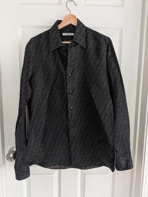 Prada Vintage 2000's Men's 100% Silk Black Long Sleeve Button Up Size 43/17