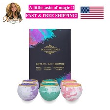 Crystal Bath Bombs Gift Set 6 Pack   Aromatherapy Geode Fizzies with Nourishi...