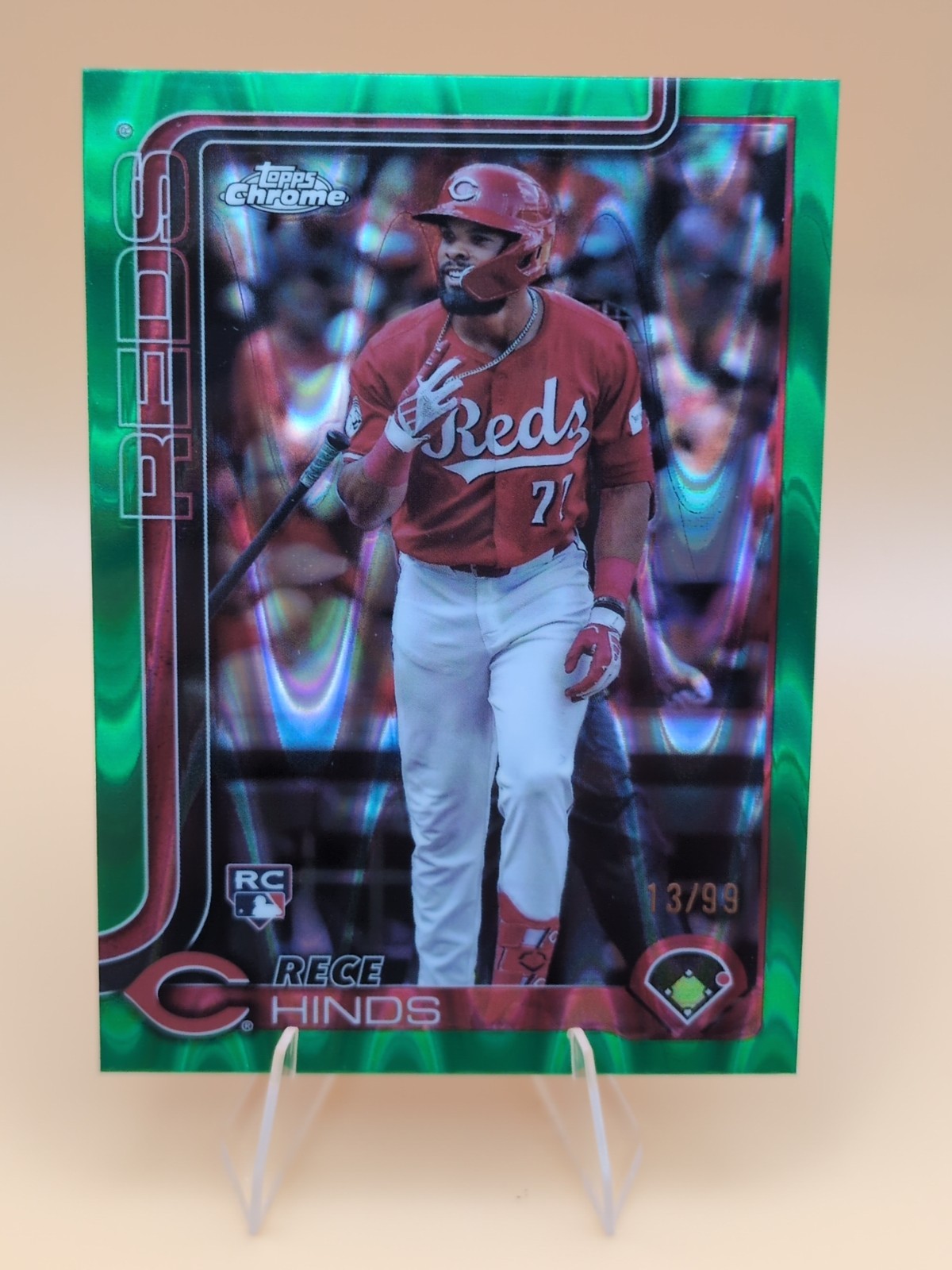 2025 Topps Chrome - Rece Hinds #253 Green RayWave Refractor /99 (RC)