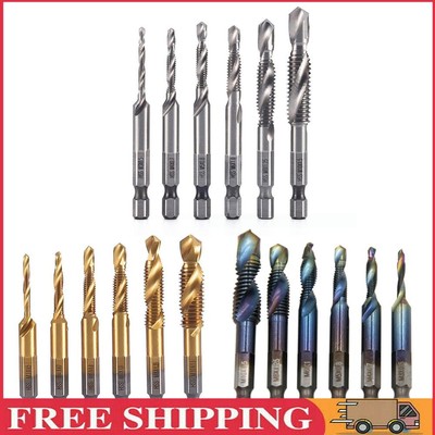 6pcs M3-M10 HSS Combination Drill Tap Bit Set Hex Shank Compound Tap Tool