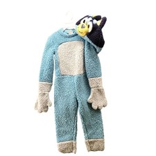 Kids 3T-4T Bluey Costume Suit Blue Hooded One Piece Plush Halloween Play