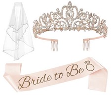 Bride To Be Bachelorette Set Crown, Veil, Sash, Socks CUTE