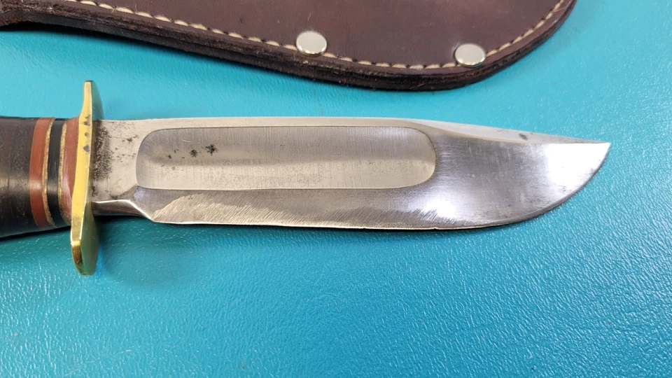 Cuchillo de caza Gladstone Mich EE. UU. de colección de mármol + funda de cuero TR764 Foto 2 de 4