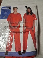 Adult Standard Shirt And Pants Inmate Costume Red Perfect Condition