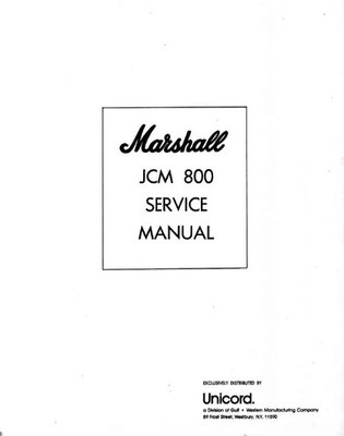 Marshall jcm800 Series Service Manual and 2203-01 owners manual 