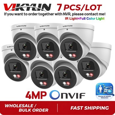 7 Pack Vikylin 4MP POE IP Camera Outdoor Full Color + IR Mic Night Version Onvif
