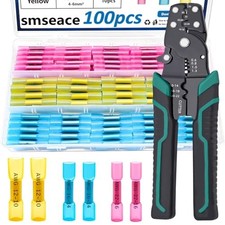 100PCS Heat Shrink Butt Connector with Crimping Tool 22-10AWG 100Pcs