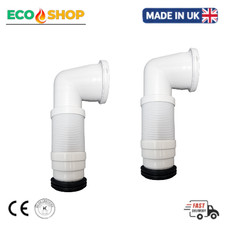 2 PACK 90° Flexible Toilet Pan Connector 110mm WC Waste Pipe Flexi Soil Connecto