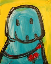 DOG WITH HEART     Modern Abstract   Original Oil Painting  IMPRESSIONIST TF87E