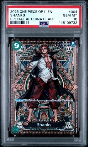 2025 ONE PIECE OP11 A FIST OF DIVINE SPEED - SHANKS SP ALT ART ST16-004 - PSA 10