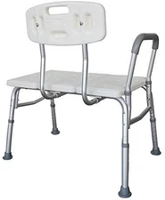 Adjustable Bath and Shower Transfer Bench Chair Stool with Reversible Backrest