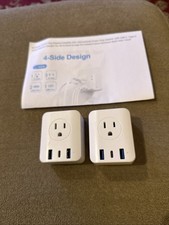 European Plug Travel Adapter with 3 USB, Power Plug Charger US to Europe BL