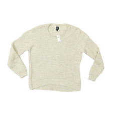 GAP Womens Regular Size L Beige Cream Ribbed Knit Crew Neck Sweater New W/Tags