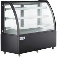 61" Black 3-Shelf Curved Glass Refrigerated Bakery Display Case w/ LED Lighting