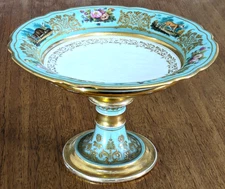 French Turquoise Paris Porcelain Tazza Centrepiece Compote Stand 19th Century