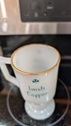 Vintage Irish Coffee Shamrock White Milk Glass Mug Gold Rim Handled Footed — photo 3