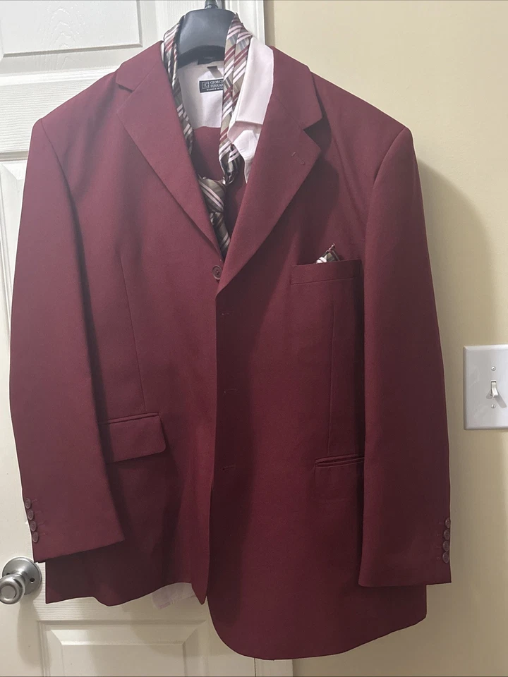 Vittorio St.Angelo Borgoña 3 Botones Forrado Chaqueta, Traje Chaqueta, Abrigo Deportivo 46R Foto 2 de 4