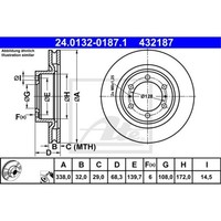 ATE 2X Bremsscheibe Vorne Ø338 Mm FüR Toyota Land Cruiser KDJ15_ GRJ15_ 2.8