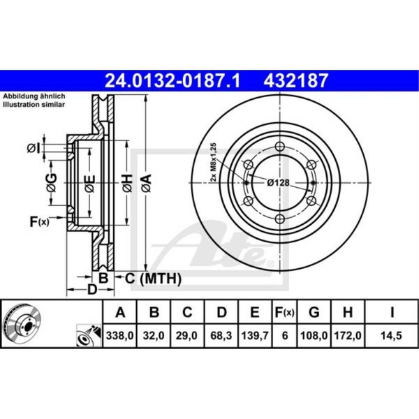 ATE 2X Bremsscheibe Vorne Ø338 Mm FüR Toyota Land Cruiser KDJ15_ GRJ15_ 2.8-image
