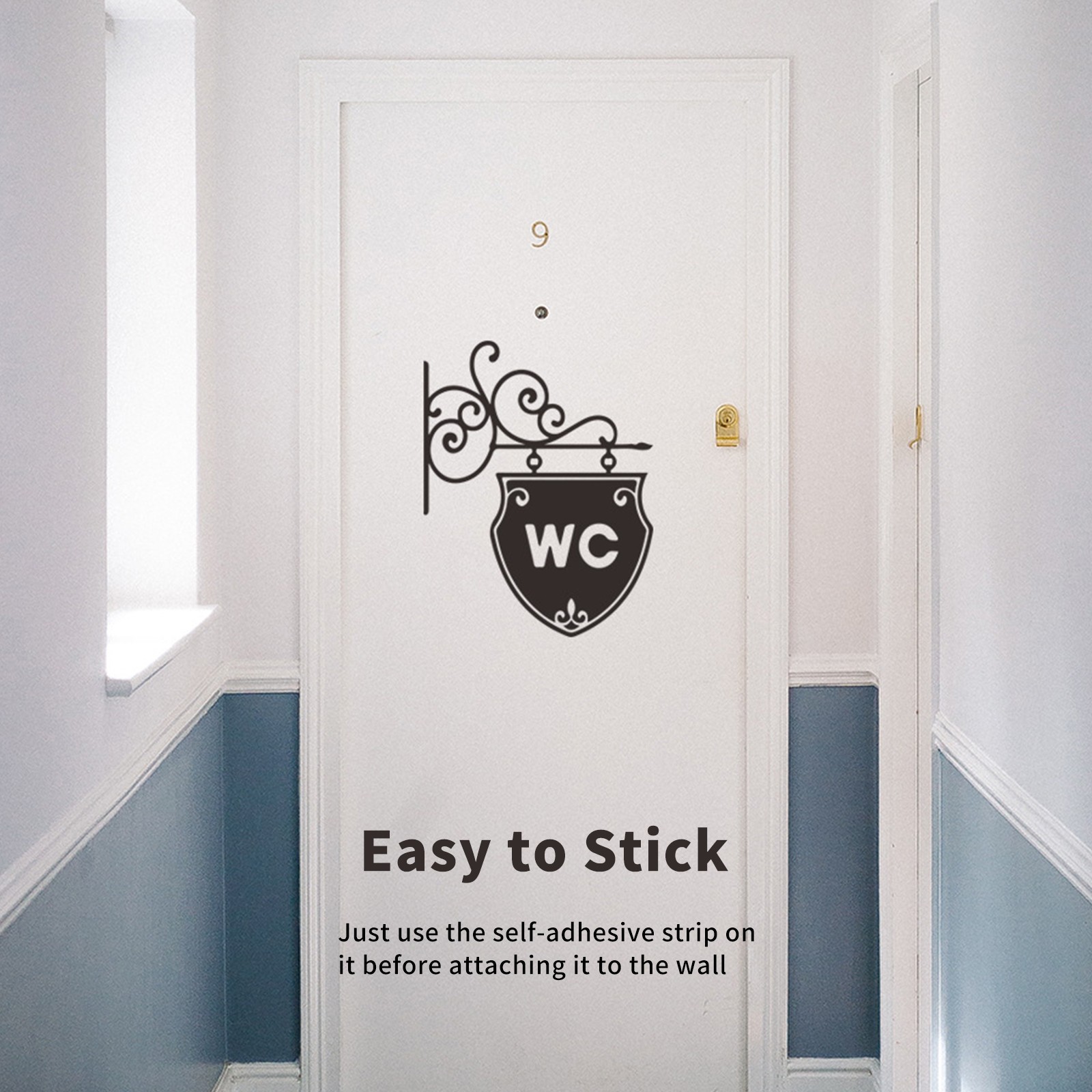 Toilet Washroom Bathroom Door Stickers WC Pattern Removable Self Adhesive Wall D