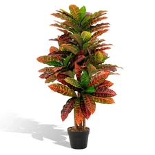 Artificial Croton Plant 40" Tall Faux Fiddle Leaf fig Tree Fake Croton Palm Tree