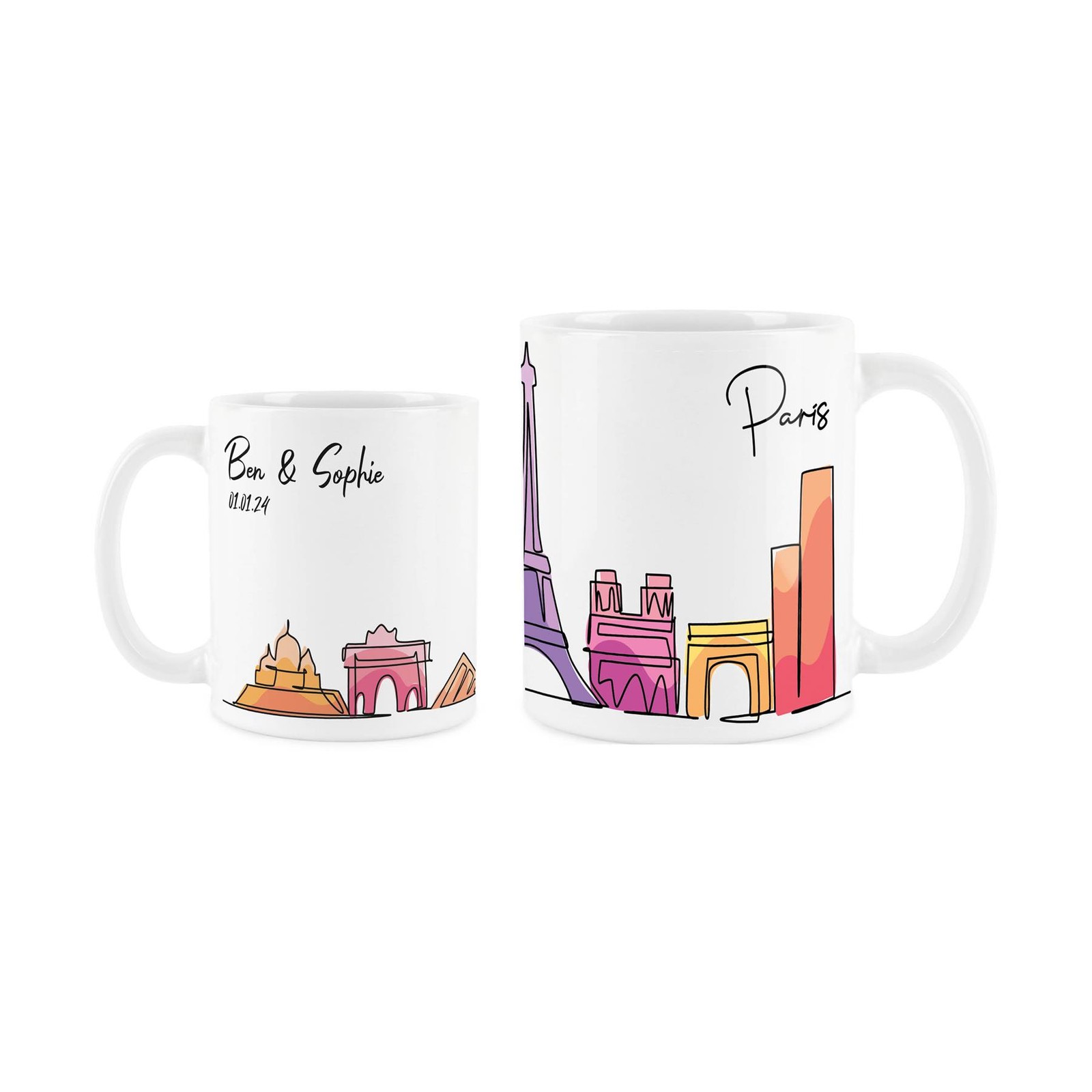 Personalised Paris Mug - Colourful Skyline Souvenir Tea/Coffee Cup Gift
