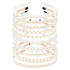 10Pcs Pearl Headbands For Women,White Pearl Headpiece,Elegant Bridal Headband...