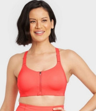 All in Motion Sports Bra High Impact Front Zip Orange 36C