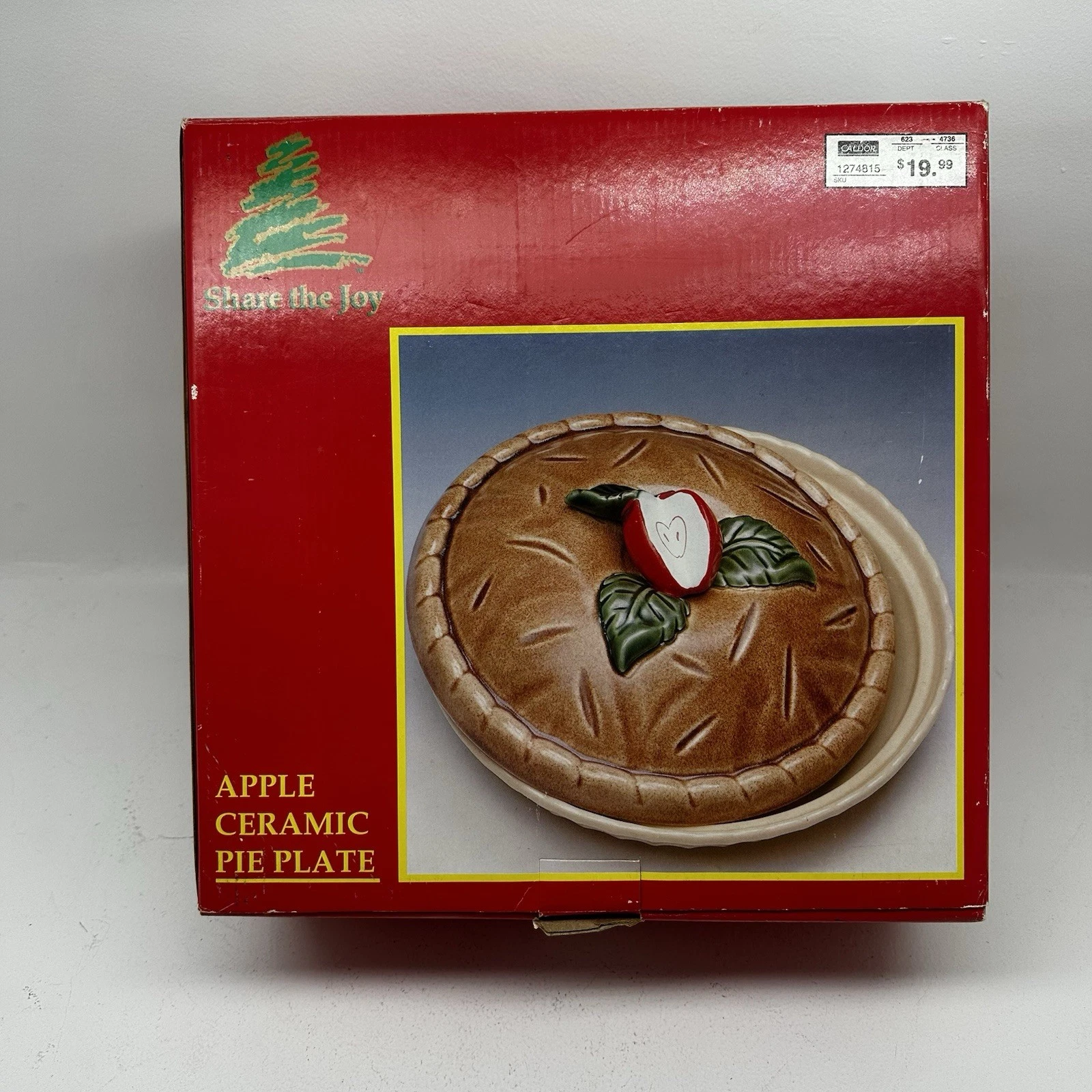 Vintage Caldor Apple Ceramic Pie Plate Dish Share The Joy Baking Thailand w/ Box