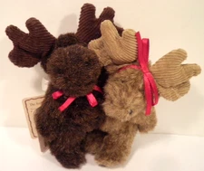 NWT Boyds Dale & Ilona Moosley Plush Mini Jointed Moose Couple 5" #99915V 2002