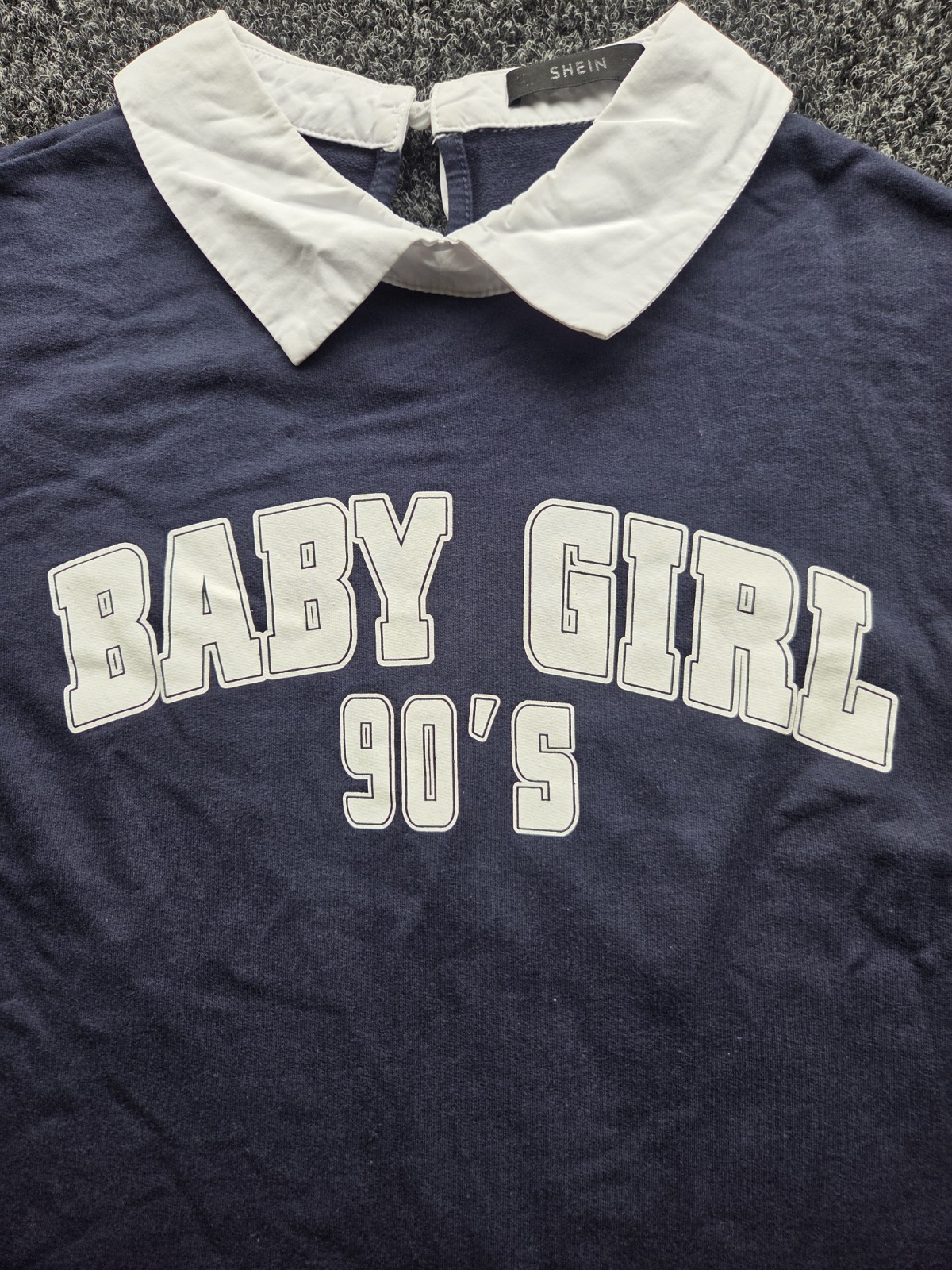 Baby Girl 90’s Slogan Collared Long Sleeve Top Shein Size L. image 3