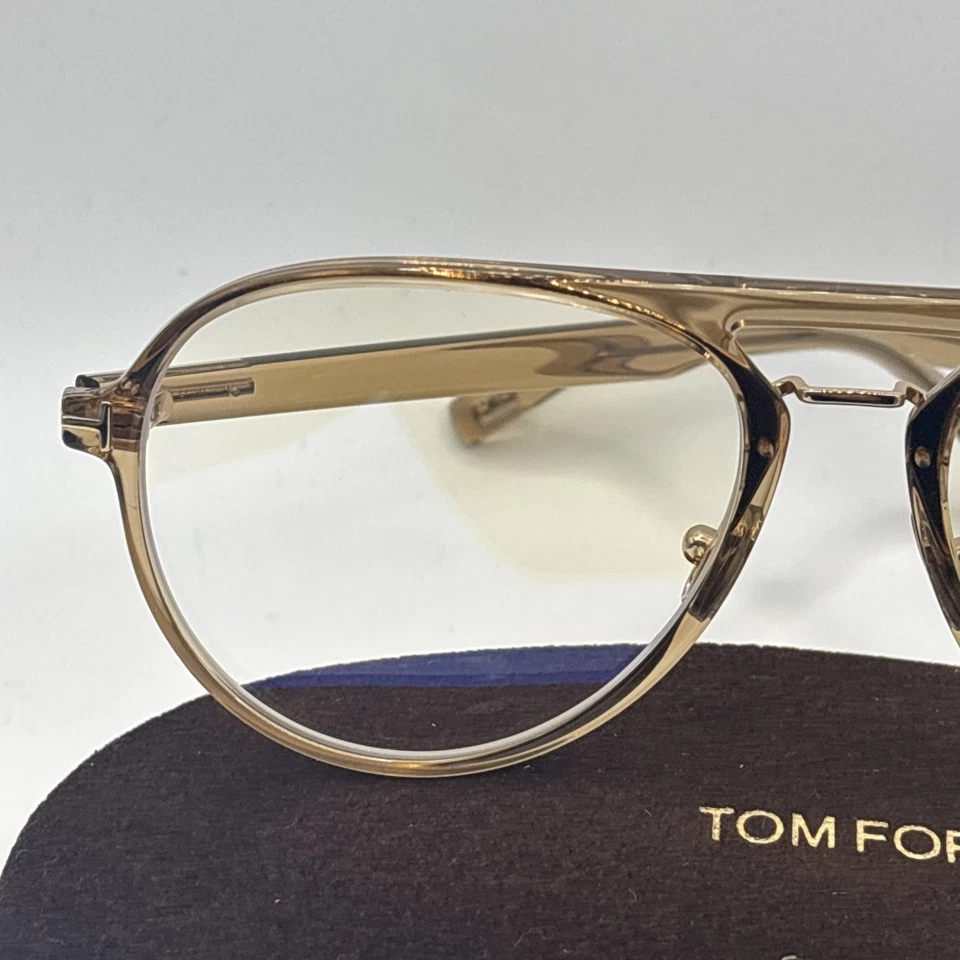 Tom Ford FT 5981 B 045 Brillante Marrón Claro Azul Bloque Lente 57mm Anteojos Nuevo Foto 3 de 4