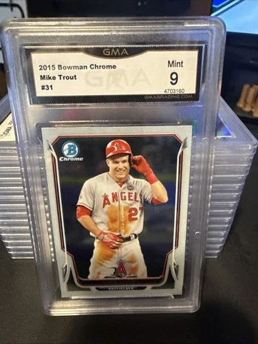 Mike Trout 2014 Bowman baseball card graded GMA 9