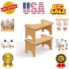 Natural Bamboo Toilet Stool Squat 9 Inch, Poop Stool for Squatting Adults, No...