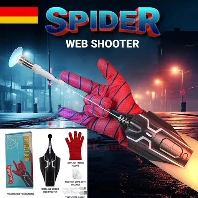 CP-AUTO Spiderman Spinnennetz Handschuhe Shooter Kostüm Dart Launcher Spider Blaster USB