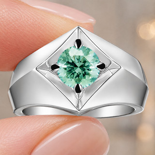3 Ct Vvs1 ;Blue Round Moissanite Engagement Men's Ring Sterling Silver Size 9