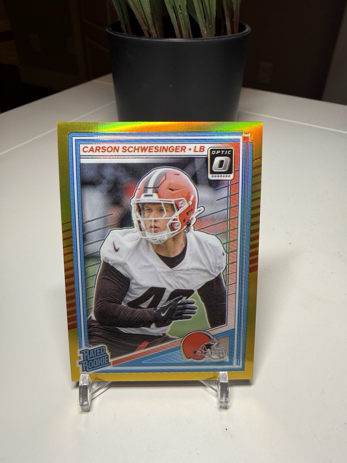 2025 Donruss Optic - Carson Schwesinger Rated Rookie RC #217 - Gold Prizm 10/10
