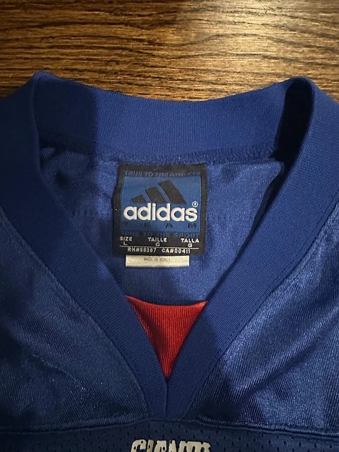 Camiseta Michael Strahan Giants Azul Grande Adidas Usada Foto 3 de 4