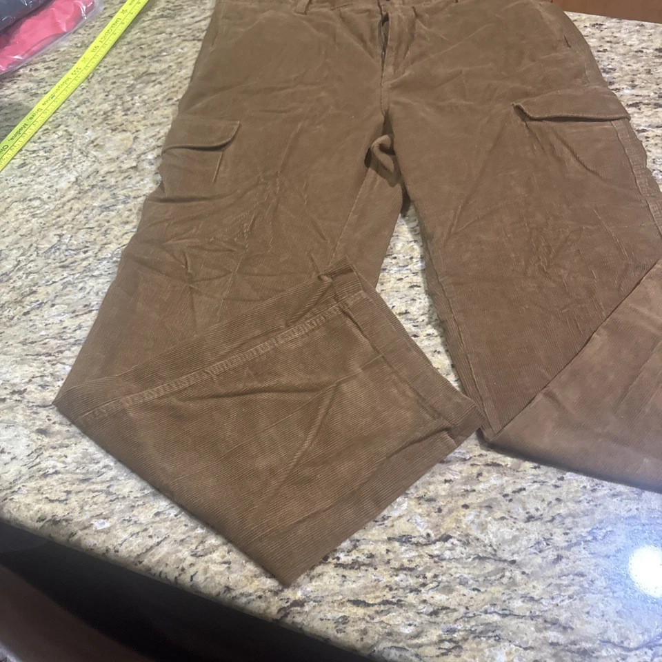 Chaps Corduroy Pants men’s Flat Front 38w 32L Dark Brown Utility Pockets Nice Cp - Image 2 of 4