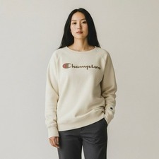 Champion Powerblend Graphic Fleece Sweatshirts Cream Women  s Size S NWOT