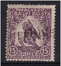 1918 FIUME RIJEKA BENEFICENZA f. 15 n° 2b VARIETA' DOPPIA SOPRASTAMPA MH € 150