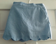 Vineyard Vines Performance Girls Seersucker Blue White Stripe Skort Sz S