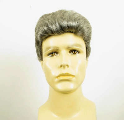 Perruque Homme Cheveux 100% Naturels Gris Mèches Blanches - Taille Moyenne, Style JUSTIN 44