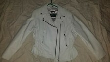 Womens White Leather Jacket(l) Leather King