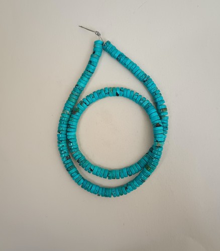 NEW STOCK - MEXICAN TURQUOISE 6MM HEISHI BEADS - 16" Strand - 3799E - Picture 3 of 3