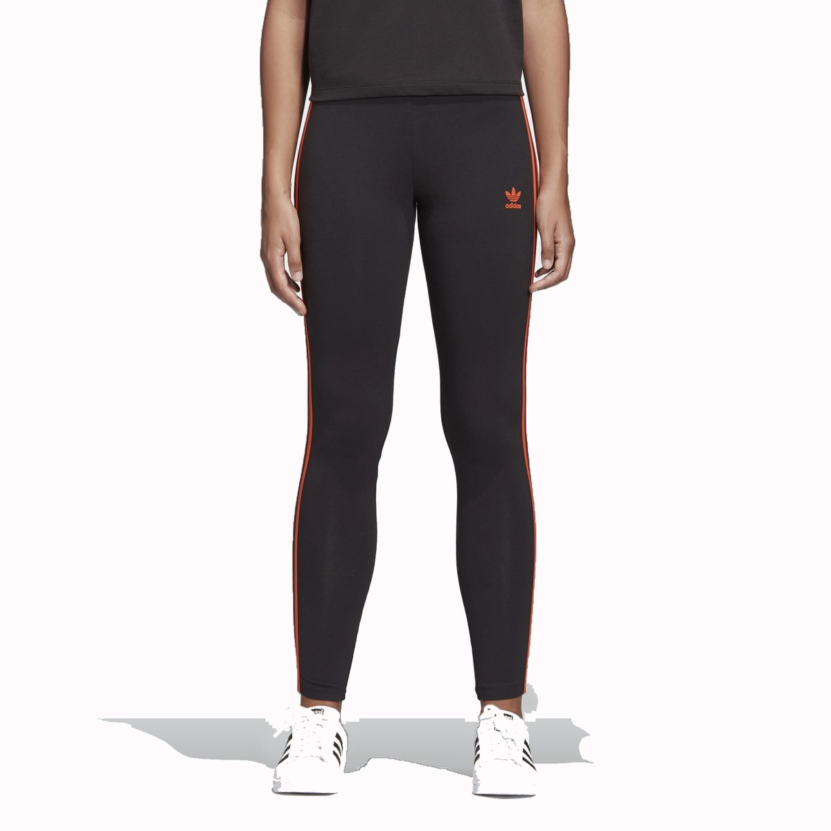 adidas leggings 3 stripes orange