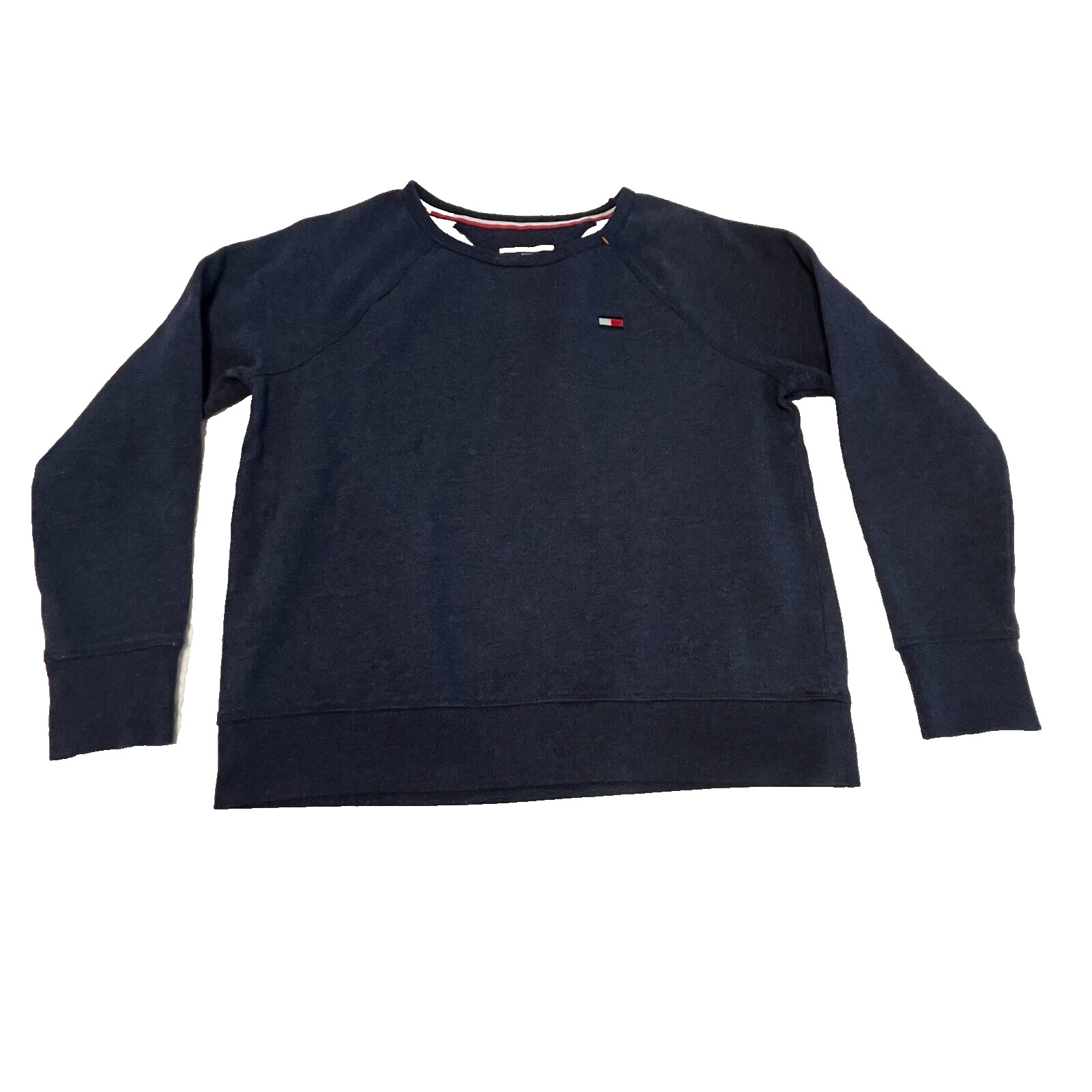 Tommy Hilfiger Flannel Long Sleeve Pull Over Sweater Men Or Woman  M Navy Blue