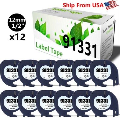 12 PK Dymo LetraTag Refill 91331 Label Tape LT-100T Plus LT-100H Plus LT-100T